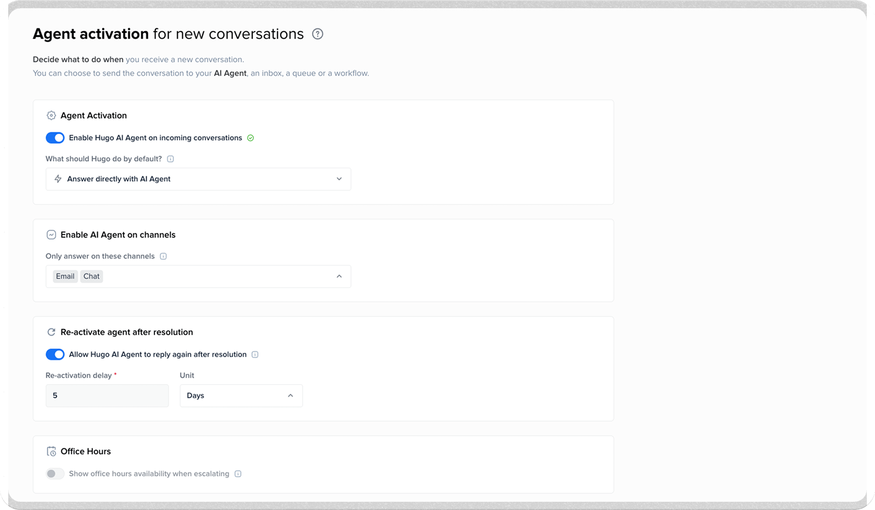 screenshot of Hugo's ACTIVATE feature